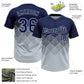 Custom Navy Silver 3D Gradient Square Shape Two-Button Unisex Softball Jersey Limited