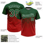 Custom Green Red-White 3D Gradient Square Shape Two-Button Unisex Softball Jersey Limited