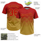 Custom Red Old Gold 3D Gradient Square Shape Two-Button Unisex Softball Jersey Limited