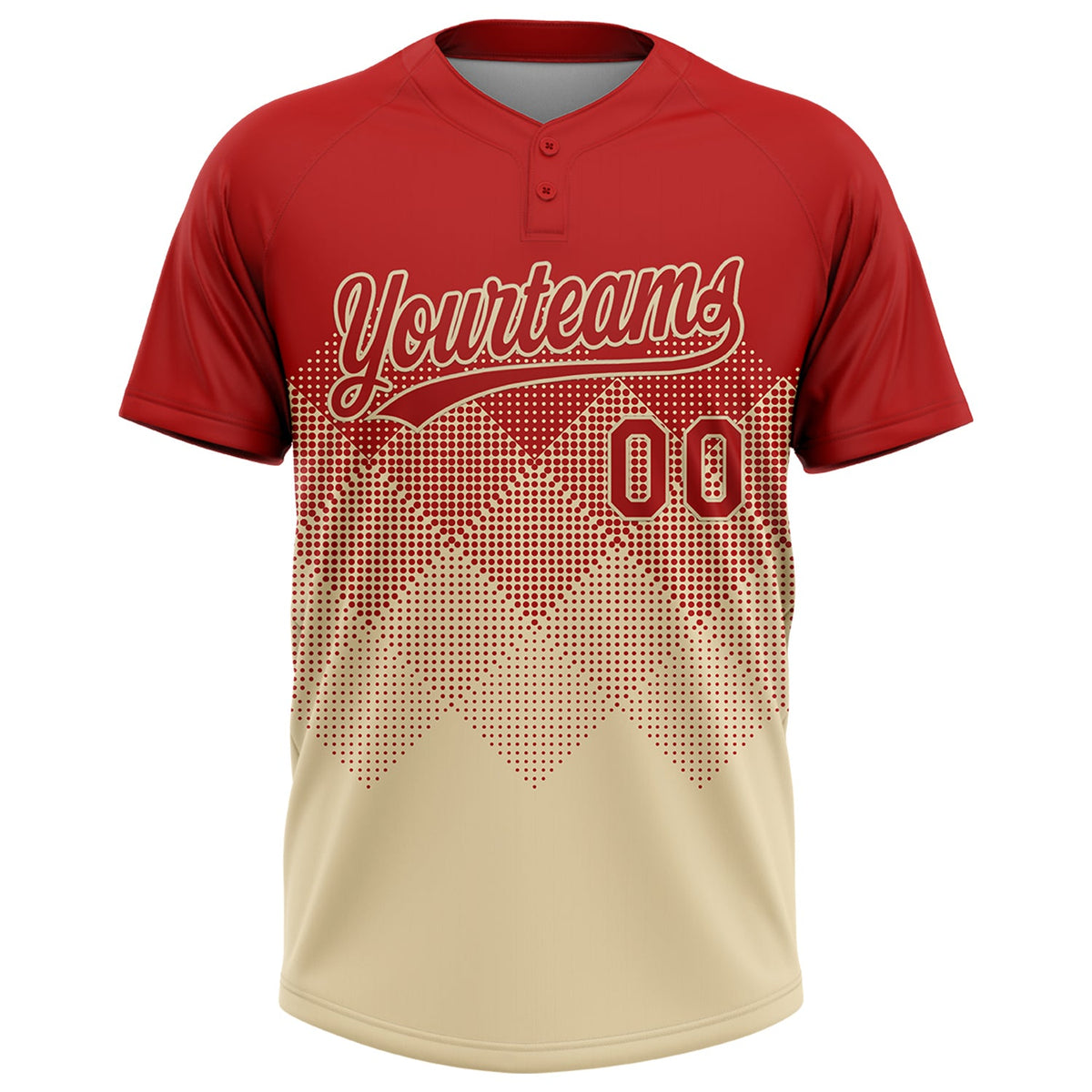 Custom Red Cream 3D Gradient Square Shape Two-Button Unisex Softball Jersey Limited