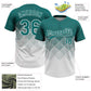 Custom Teal White 3D Gradient Square Shape Two-Button Unisex Softball Jersey Limited