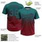 Custom Teal Crimson 3D Gradient Square Shape Two-Button Unisex Softball Jersey Limited