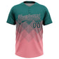 Custom Teal Medium Pink 3D Gradient Square Shape Two-Button Unisex Softball Jersey Limited