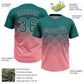 Custom Teal Medium Pink 3D Gradient Square Shape Two-Button Unisex Softball Jersey Limited