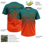 Custom Teal Orange 3D Gradient Square Shape Two-Button Unisex Softball Jersey Limited