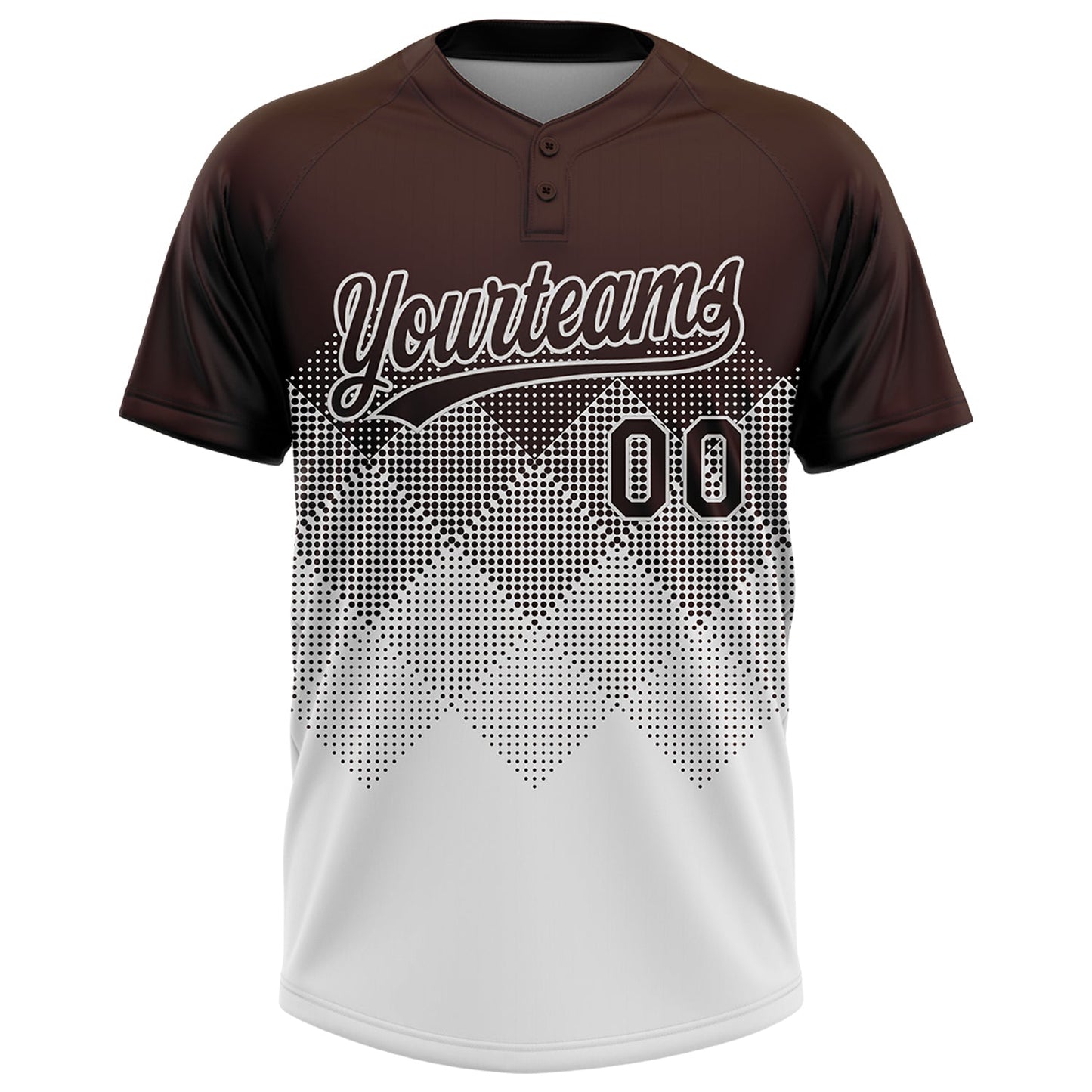 Custom Brown White 3D Gradient Square Shape Two-Button Unisex Softball Jersey Limited