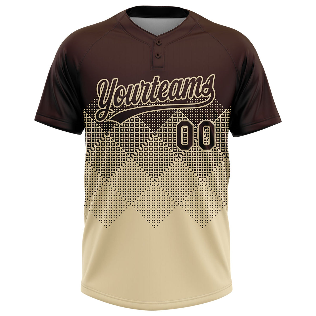 Custom Brown Cream 3D Gradient Square Shape Two-Button Unisex Softball Jersey Limited