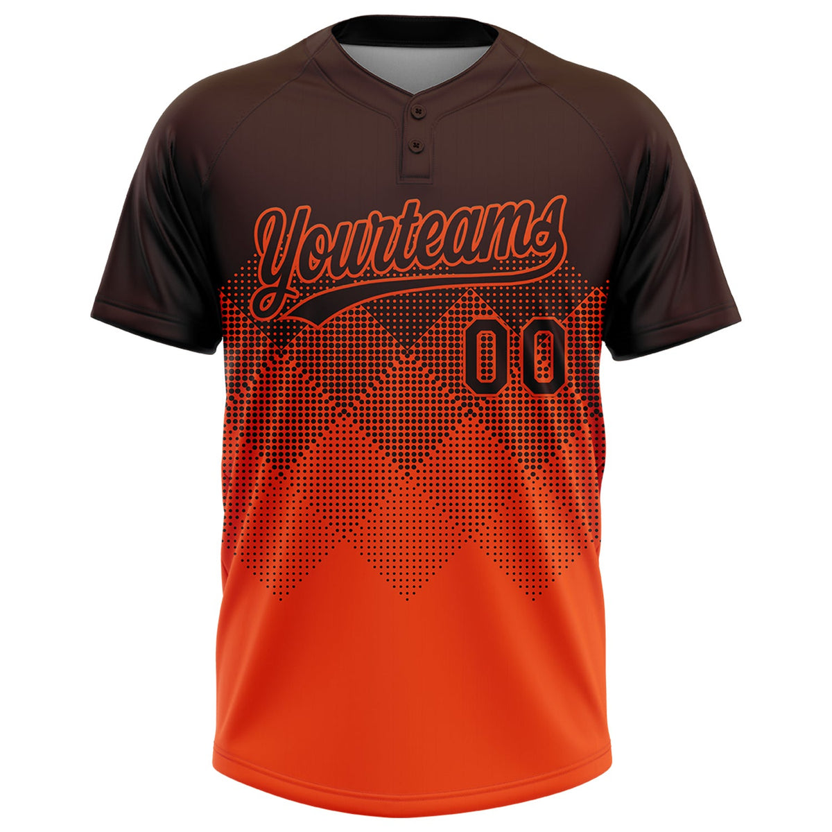 Custom Brown Orange 3D Gradient Square Shape Two-Button Unisex Softball Jersey Limited