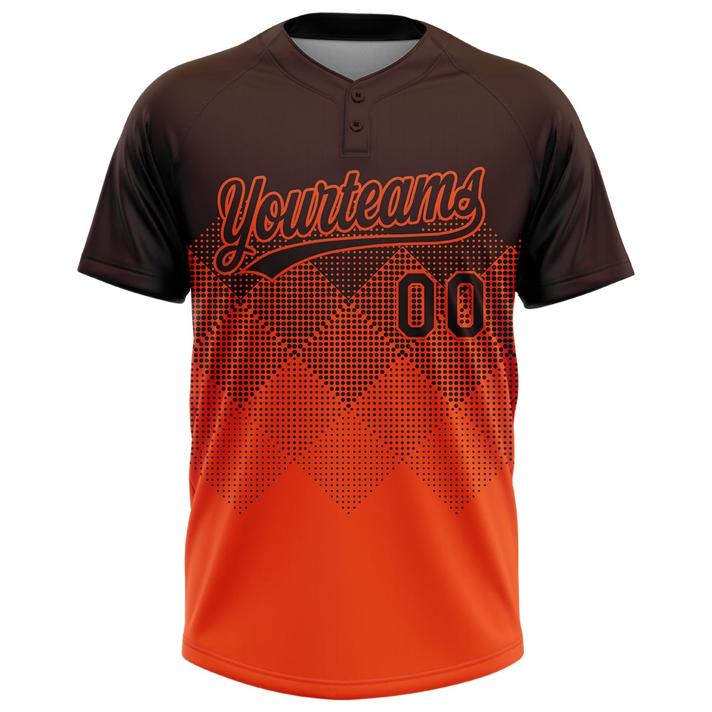 Custom Brown Orange 3D Gradient Square Shape Two-Button Unisex Softball Jersey Limited