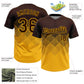 Custom Brown Gold 3D Gradient Square Shape Two-Button Unisex Softball Jersey Limited