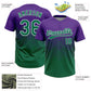 Custom Purple Kelly Green-White 3D Gradient Square Shape Two-Button Unisex Softball Jersey Limited