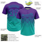 Custom Purple Aqua 3D Gradient Square Shape Two-Button Unisex Softball Jersey Limited
