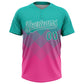 Custom Aqua Pink-White 3D Gradient Square Shape Two-Button Unisex Softball Jersey Limited