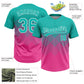 Custom Aqua Pink-White 3D Gradient Square Shape Two-Button Unisex Softball Jersey Limited