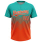Custom Aqua Orange-White 3D Gradient Square Shape Two-Button Unisex Softball Jersey Limited