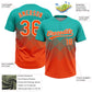 Custom Aqua Orange-White 3D Gradient Square Shape Two-Button Unisex Softball Jersey Limited