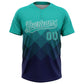 Custom Aqua Navy-White 3D Gradient Square Shape Two-Button Unisex Softball Jersey Limited