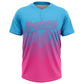 Custom Sky Blue Pink 3D Gradient Square Shape Two-Button Unisex Softball Jersey Limited