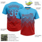 Custom Sky Blue Red 3D Gradient Square Shape Two-Button Unisex Softball Jersey Limited