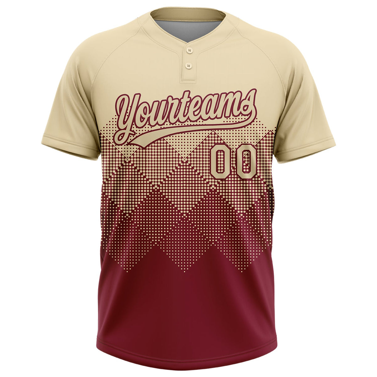 Custom Cream Crimson 3D Gradient Square Shape Two-Button Unisex Softball Jersey Limited