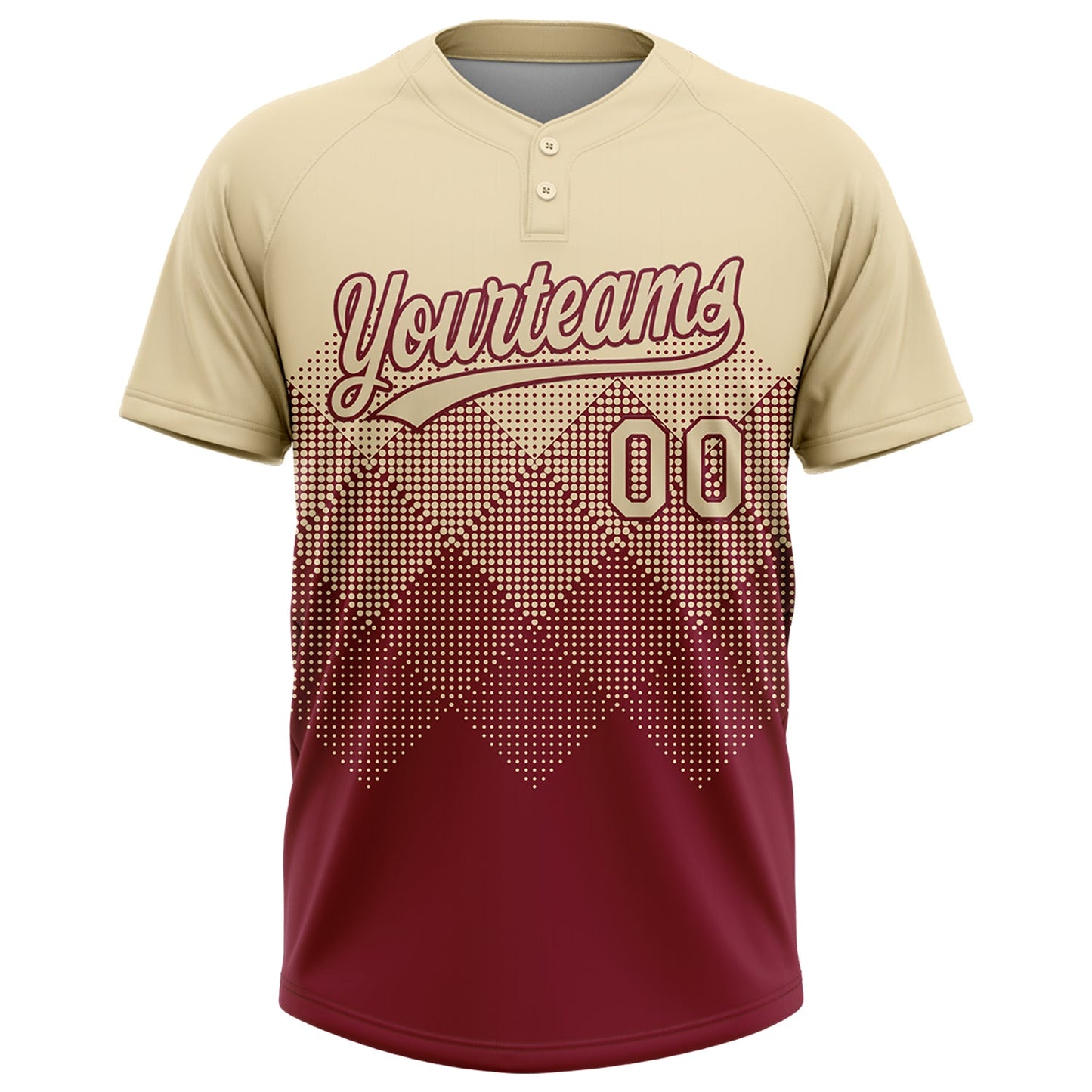 Custom Cream Crimson 3D Gradient Square Shape Two-Button Unisex Softball Jersey Limited