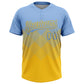 Custom Light Blue Yellow 3D Gradient Square Shape Two-Button Unisex Softball Jersey Limited