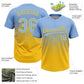 Custom Light Blue Yellow 3D Gradient Square Shape Two-Button Unisex Softball Jersey Limited