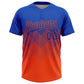 Custom Thunder Blue Orange 3D Gradient Square Shape Two-Button Unisex Softball Jersey Limited