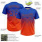 Custom Thunder Blue Orange 3D Gradient Square Shape Two-Button Unisex Softball Jersey Limited