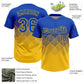 Custom Thunder Blue Yellow 3D Gradient Square Shape Two-Button Unisex Softball Jersey Limited