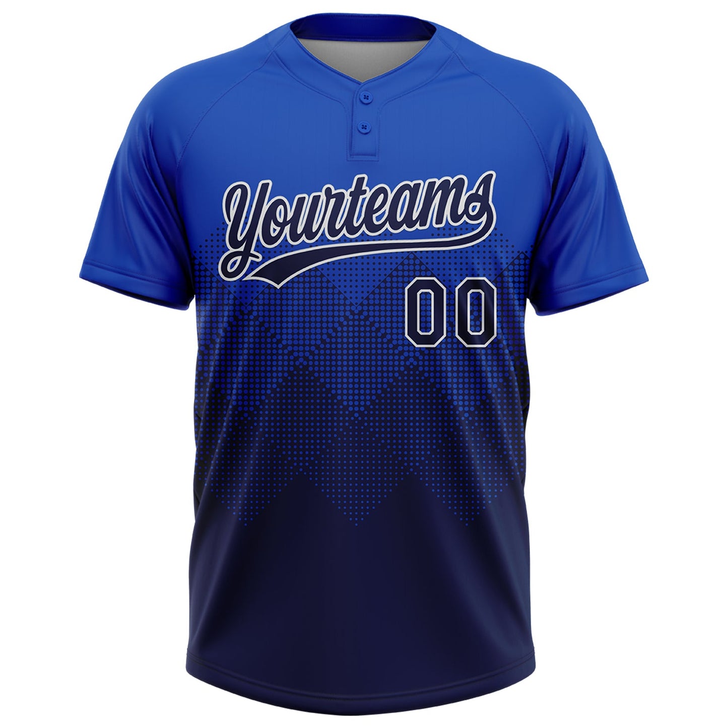 Custom Thunder Blue Navy-White 3D Gradient Square Shape Two-Button Unisex Softball Jersey Limited