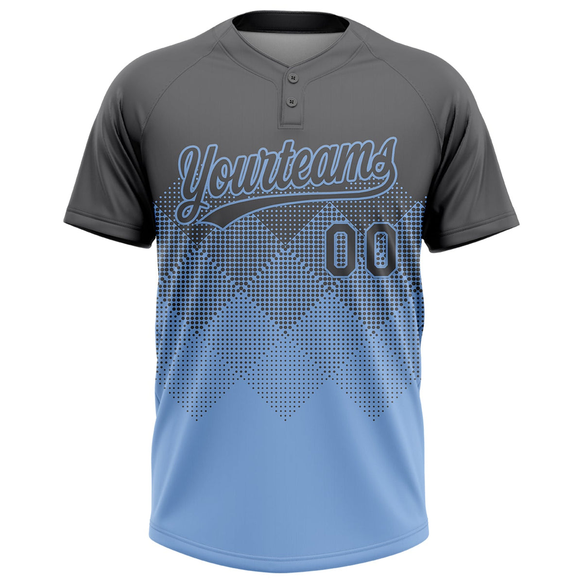 Custom Steel Gray Light Blue 3D Gradient Square Shape Two-Button Unisex Softball Jersey Limited