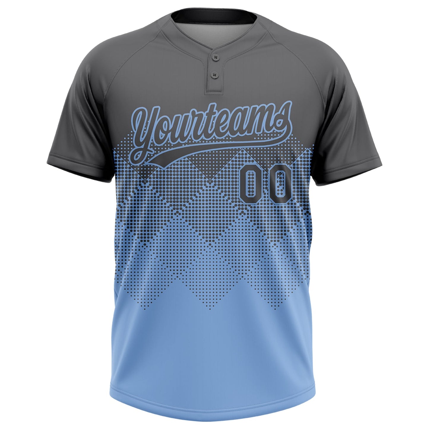 Custom Steel Gray Light Blue 3D Gradient Square Shape Two-Button Unisex Softball Jersey Limited