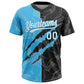 Custom Graffiti Pattern White Black-Sky Blue 3D Scratch Two-Button Unisex Softball Jersey Limited