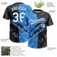 Custom Graffiti Pattern White Black-Electric Blue 3D Scratch Two-Button Unisex Softball Jersey Limited