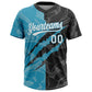 Custom Graffiti Pattern White Black-Panther Blue 3D Scratch Two-Button Unisex Softball Jersey Limited