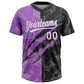 Custom Graffiti Pattern White Black-Medium Purple 3D Scratch Two-Button Unisex Softball Jersey Limited