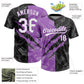 Custom Graffiti Pattern White Black-Medium Purple 3D Scratch Two-Button Unisex Softball Jersey Limited
