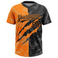Custom Graffiti Pattern Black-Bay Orange 3D Scratch Two-Button Unisex Softball Jersey Limited