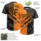 Custom Graffiti Pattern Black-Bay Orange 3D Scratch Two-Button Unisex Softball Jersey Limited