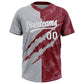 Custom Graffiti Pattern White Crimson-Gray 3D Scratch Two-Button Unisex Softball Jersey Limited
