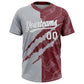 Custom Graffiti Pattern White Burgundy-Gray 3D Scratch Two-Button Unisex Softball Jersey Limited