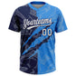 Custom Graffiti Pattern White Electric Blue-Navy 3D Scratch Two-Button Unisex Softball Jersey Limited