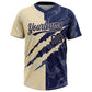 Custom Graffiti Pattern Navy-Cream 3D Scratch Two-Button Unisex Softball Jersey Limited
