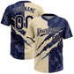 Custom Graffiti Pattern Navy-Cream 3D Scratch Two-Button Unisex Softball Jersey
