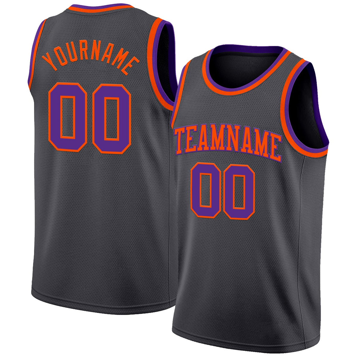 Custom Steel Gray Purple-Orange Authentic Basketball Jersey