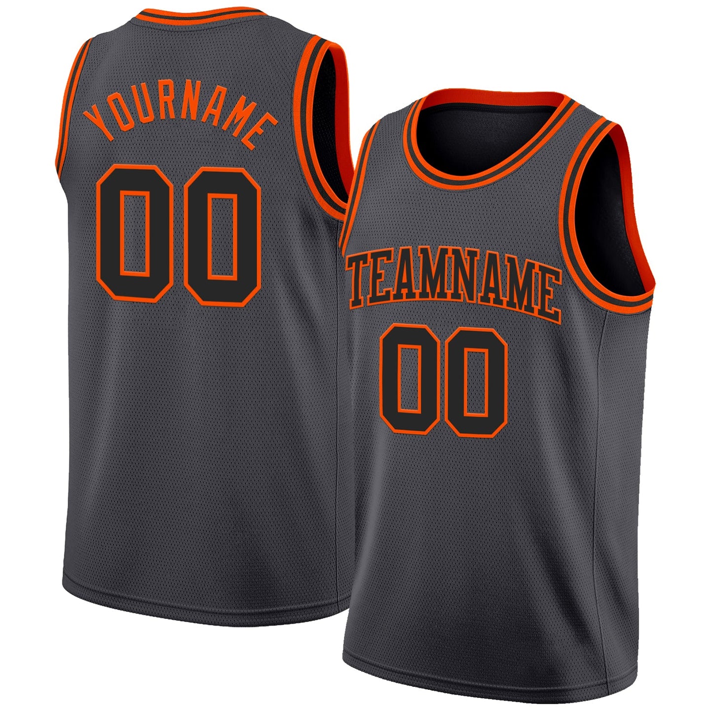 Custom Steel Gray Black-Orange Authentic Basketball Jersey