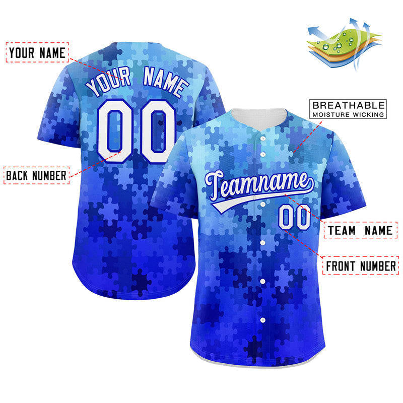 Custom Royal White-Royal Graffiti Pattern Authentic Baseball Jersey Limited