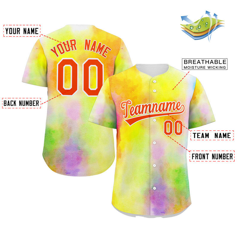 Custom Yellow Red-White Graffiti Pattern Authentic Baseball Jersey Limited
