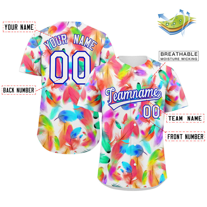 Custom White Royal-Red Graffiti Pattern Authentic Baseball Jersey Limited